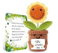 BOAITE Small Lucky Charm, Knitted Forget-Me-Not Encouraging Gifts, Positive Potato German Replacement, Gifts for School (Smiling Sunflowers)