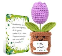 BOAITE Small Lucky Charm Knitted Forget-Me-Not Encouraging Gifts, Positive Potato German Replacement, Gifts for School Enrolment (Tulips)
