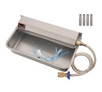 Boajf Automatic Dog Water Dispenser with Drain Hole, 304 Stainless Steel Auto Water Dog Bowl with Float Valve, Hose Quick Connect Fitting, Automatic Livestock Waterer for Horse, Chicken (2 Gallons)