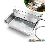 Boajf Automatic Dog Water Dispenser with Drain Hole, 304 Stainless Steel Auto Water Dog Bowl with Float Valve, Hose Quick Connect Fitting, Automatic Livestock Waterer for Horse, Chicken (4 Gallons)