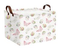 BOAMAU Large Rectangular Cute Kid Easter Basket Empty Bunny Eggs Easter Basket Gift Spring Room Storage Organizer Décor (E-01)