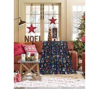 Boanket Blue Christmas Throw Blanket Xmas Bells Snowflake Snowman Botanical Flannel Fleece Blanket, Lightweight Blanket for Women Adult Girl - Microfiber Nap Blanket for Couch, Bed, Sofa 50" x 40"