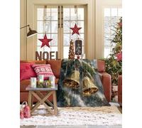 Boanket Christmas Bells Throw Blanket Xmas Botanical Snowflake Flannel Fleece Blanket, Lightweight Blanket for Women Adult Girl - Microfiber Nap Blanket for Couch, Bed, Sofa 50" x 40"