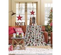 Boanket Christmas Bells Throw Blanket Xmas Snowflake Snowman Botanical Flannel Fleece Blanket, Lightweight Blanket for Women Adult Girl - Microfiber Nap Blanket for Couch, Bed, Sofa 80" x 60"