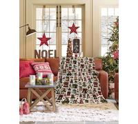 Boanket Christmas Throw Blanket Xmas Bells Snowflake Snowman Botanical Flannel Fleece Blanket, Lightweight Blanket for Women Adult Girl - Microfiber Nap Blanket for Couch, Bed, Sofa 60" x 50"