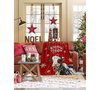 Boanket Red Cow Christmas Throw Blanket Xmas Snowflake Botanical Flannel Fleece Blanket, Lightweight Blanket for Women Adult Girl - Microfiber Nap Blanket for Couch, Bed, Sofa 50" x 40"