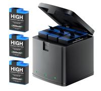 BOANV 3 Pack 2500mAh Hero 12 Batteries + 3-Channel USB Charger for GoPro HERO12/11/10/9 Black, Triple Battery Pack with Smart LED Charging Case, High-Capacity Replacement Kit for Extended Recording