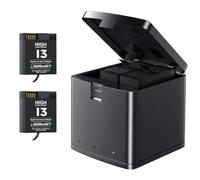 BOANV Enduro Battery for GoPro Hero 13 Black (2 Pack) 2600mAh, Type-C 3-Channel Fast Charger with LED indicator & Protective Case, Extended Life Replacement Spare Batteries (2 Batteries + 1 Charger)