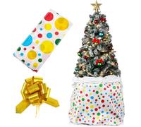 Boao 1 Set Large Christmas Tree Disposal Storage Bag 9 ft Xmas Tree Removal Storage and Plastic Cover with Golden Ribbon Pull Bow Tall Removal and Disposal Bag(Colorful Polka Dot)