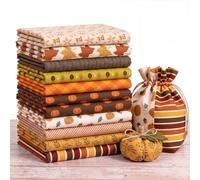 BOAO 10 Pcs 20"x20" Fall Cotton Quilting Fabric Squares Fat Quarter Bundles | Autumn Pumpkin Maple Leaf Printed Patterns, Thanksgiving Precut Patchwork, for Sewing, DIY Crafts Supplies, Handmade Bags