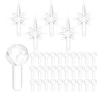Boao 100 Pcs Ceramic Christmas Tree Bulbs with 5 Pcs Star Topper Light Ornaments Round and Heptagram Christmas Replacement Lights Bulbs for Village Xmas Tree Topper Decorations (Clear)