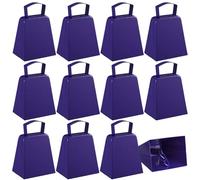 Boao 12 Pack Metal Cowbells with Handle 4 Inch Cow Bells Noise Makers Hand Percussion Cowbells Loud Cheering Bells for Sporting Events Football Games Weddings School Celebrations Party(Purple)