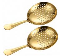 Boao 2 Pack Julep Strainers Stainless Steel Strainer Cocktail Spoon for Loose Tea Filter Practical Bar Colander Tool for Commercial Bar Use (Gold)