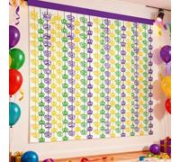 Boao 2 Pack Mardi Gras Party Decor 3.3 x 6.6ft Carnival Tinsel Foil Fringe Curtains Purple Green Yellow Foil Fringe Backdrop Shiny Tinsel Curtain Backdrop for Mardi Gras Party Home Decoration