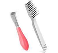 Boao 2 Pcs Hair Brush Cleaning Tool Set,2-in-1 Double Headed Hair Brush Comb,Metal Toothed Cleaner Dirt Remover, Portable Hairbrush Cleaner Tool for Removing Dust Home Salon Use(Pink and Gray)