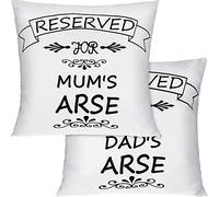 Boao 2 Pieces Reserved For Mum's Cushion Cover Reserved For Dad's Reserved Cushion Cover Parents Pillow Case Funny Gift for Mum Dad (15.7 x 15.7 Inches)