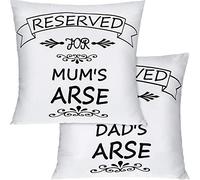 Boao 2 Pieces Reserved For Mum's Cushion Cover Reserved For Dad's Reserved Cushion Cover Parents Pillow Case Funny Gift for Mum Dad (17.7 x 17.7 Inches)
