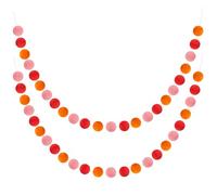 Boao 2 Pieces Wool Felt Ball Garland, Hot Pink, Pink, Orange | Christmas Felt Baubles, Pom Pom Garland, Colorful Handmade 6.5 Feet Long 24 Balls Banner, for Wall Christmas Tree Decor, Gift