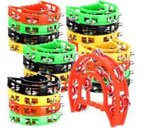Boao 20 Pcs Double Row Tambourine Half Moon Double Row Metal Jingles Hand Held Instruments Percussion with Handle Grip for Adults, KTV, Party(Colorful)