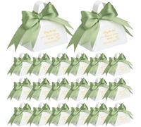 Boao 20 Pcs Metal Cowbell with Handle & 1 Roll Green Ribbon White Cow Bells Small Loud Noise Makers for Wedding Sporting Events Hand Percussion Cheering Spirit Celebrations, 3 x 2.8 x 2.5 Inch