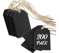 Boao 200 Pieces Mini Chalkboard Tags Bulk 2"x3.1" Wood Chalkboard Signs Wooden Hanging Chalkboard Labels with String Price Tags Message Tags for Holiday Christmas Weddings Gift, Black