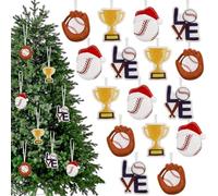 Boao 24 Pcs Christmas Felt Hanging Tree Ornaments 3D Hanging Christmas Home Decorations Sports Party Favors Ornaments for Xmas Tree Indoor, Soccer Football Baseball Basketball Lovers Gifts(Baseball)