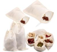 Boao 24 Pcs Spice Cooking Cheesecloth Bags for Straining Reusable Empty Tea Drawstring Soup Muslin Bags(3 x 4 Inch, 4 x 6 Inch)