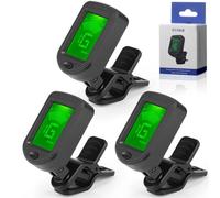 Boao 3 Pcs Guitar Tuner, Clip on Tuner with Chromatic Modes, Digital Electronic Clear LCD Display, 360 Degree Rotation for Acoustic/electric Guitar, Ukulele, Bass, Violin, Banjo, Mandolin