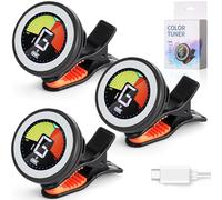 Boao 3 Pcs Rechargeable Guitar Tuner, Clip on Tuner with Chromatic Modes, Digital Electronic Lcd Color Display, 360 Degree Rotation for Acoustic/electric Guitar, Ukulele, Bass, Violin, Banjo, Mandolin
