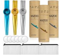 Boao 3 Set Kazoos Aluminum Alloy Kazoos Welcome Back to School Gift Includes 3 Musical Instruments, 6 Flute Diaphragms, 3 Round Gift Boxes, and 3 Canvas Bags for Adults Guitar Music Gift
