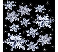 Boao 35 Pieces Acrylic Crystal Snowflakes Ornaments Xmas Tree Pendant DIY Winter Snowflake Snow Theme Decoration(Clear)