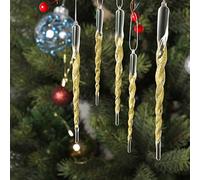 Boao 36 Pieces Acrylic Icicle 5.12-7.8 Inch Twisted Acrylic Icicle Christmas Tree Holiday Ornaments Icicle Xmas Party Decorations Hanging (Glitter Golden)