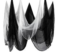 Boao 39.37 x 196.85 Inch Halloween Cheesecloth Cheese Cloth Roll for Crafts Large Black, White Cotton Muslin Gauze Fabric for Party Decorations