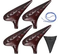 Boao 4 Pack 12 Hole Ocarina Alto Ceramic Ocarina with Carry Bag Song Book Neck String Beginner-friendly Musical Instrument