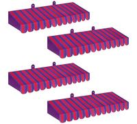 Boao 4 Pack Circus Awning Decoration 3D Stripe Cardboard Awning Carnival Wall Decor Circus Party Favors for Lemonade Stand Bakery Ice Cream Truck Bulletin Board Decor(Purple and Red)