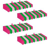 Boao 4 Pack Circus Awning Decoration 3D Stripe Cardboard Awning Carnival Wall Decor Circus Party Favors for Lemonade Stand Bakery Ice Cream Truck Bulletin Board Decor(Red Pink and Green)