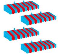 Boao 4 Pack Circus Awning Decoration 3D Stripe Cardboard Awning Carnival Wall Decor Circus Party Favors for Lemonade Stand Bakery Ice Cream Truck Bulletin Board Decor(Red and Blue)