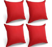 Boao 4 Pack Decorative Outdoor Waterproof Throw Pillow Covers, Square Patio Balcony Garden Waterproof Cushion Case, PU Coating Pillow Shell for Couch, Bed, Patio, Sofa, Tent,18 x 18 Inch (Red)