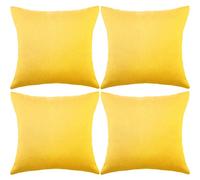 Boao 4 Pack Decorative Outdoor Waterproof Throw Pillow Covers, Square Patio Balcony Garden Waterproof Cushion Case, PU Coating Pillow Shell for Couch,Bed, Patio, Sofa,Tent,18 x 18 Inch(Bright Yellow)