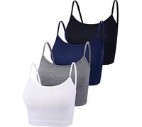 Boao 4 Pieces Basic Crop Tank Tops Sleeveless Racerback Crop Sport Cotton Top for Women, Color Set 3, S
