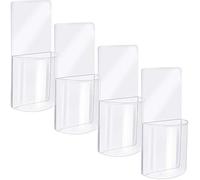 Boao 4 Pieces Remote Control Holder Wall Mount Acrylic Organizer Storage Box Transparent Convenient Media Organizer