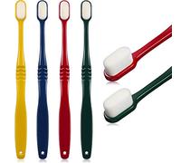 BOAO 4 Pieces Soft Micro-Nano Manual Toothbrush Extra Soft Bristles Toothbrush with 20, 000 Bristles for Fragile Gums Adult Kid Children (Yellow, Dark Blue, Red, Dark Green)