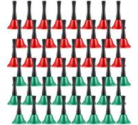 Boao 48 Pcs Christmas Hand Bells Loud Bell with Wooden Handle | Metal Steel Service Ringing Handbells Bulk, Musical Instruments Percussion Alarm, Green Red Xmas Party Decor Holiday Gift