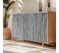 Boao 51 x 28 Cabinet Curtains Dishwasher Curtain for Shelves Privacy Closet Curtain Dust Proof Hook and Loop Under The Sink Curtains for Kitchen Storage Room, Black and White Stripe