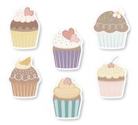 Boao 60 Pcs Colorful Cupcakes Cutouts Birthday Classroom Bulletin Board Decoration Cupcake Paper Cutouts for Birthday Chart Classroom Creative Name Tags Teaching Press,6 Patterns,4.7 Inches (Pastel)