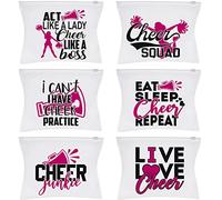 Boao 60 Pieces Cheer Bag Cosmetic Case for Girls, Zipper Cheer Makeup Case, Cheerleader Travel Pouch, Portable Cheerleading Bag, Women Teammates Toiletry Accessories Friends Gifts, 6 Styles