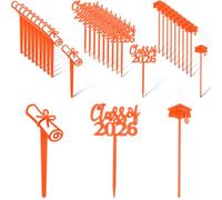 Boao 90 Pieces Class of 2026 Theme Graduation Cake Topper Plastic Cupcake Picks Graduation Cupcake Decorations for Party Supplies and Favors, 3 Styles(Orange)