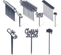 Boao 90 Pieces Class of 2026 Theme Graduation Cake Topper Plastic Cupcake Picks Graduation Cupcake Decorations for Party Supplies and Favors, 3 Styles(Gray)