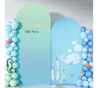 Boao Blue Arch Backdrop Cover 2 Pack - 7.2FT 6FT Under The Sea Themed Decorations Spandex Arch Covers Stretchy Backdrop for Balloon Wedding Birthday Party Baby Shower Banquet