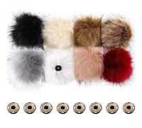 BOAO Faux Fur Fluffy Pompom Ball for hat with Removable Press Button for Knitting Hat Shoes Scarves Bag (Black, White, Gray, Brown, Creamy White, Khaki, Pink, Wine Red)